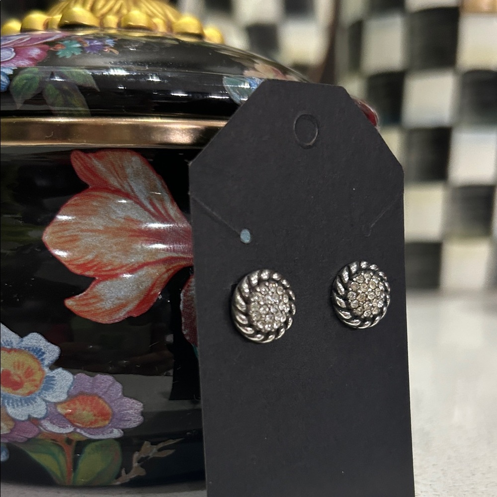 Brighton Silver Stud Earrings with Crystals - Picture 2 of 2